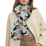 Rooster And Snowflake Pattern Print Scarf