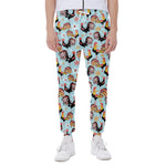 Rooster And Snowflake Pattern Print Scuba Joggers