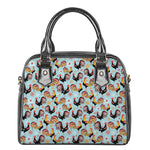 Rooster And Snowflake Pattern Print Shoulder Handbag