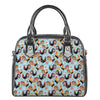 Rooster And Snowflake Pattern Print Shoulder Handbag