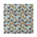 Rooster And Snowflake Pattern Print Silk Bandana