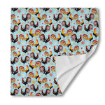 Rooster And Snowflake Pattern Print Silk Bandana