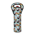 Rooster And Snowflake Pattern Print Single Neoprene Wine Tote