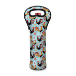 Rooster And Snowflake Pattern Print Single Neoprene Wine Tote