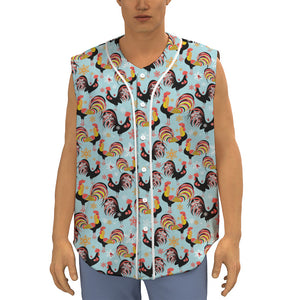 Rooster And Snowflake Pattern Print Sleeveless Baseball Jersey