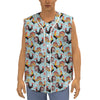 Rooster And Snowflake Pattern Print Sleeveless Baseball Jersey