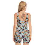 Rooster And Snowflake Pattern Print Sleeveless One Piece Swimsuit