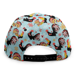 Rooster And Snowflake Pattern Print Snapback Cap