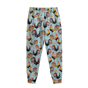 Rooster And Snowflake Pattern Print Sweatpants