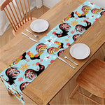 Rooster And Snowflake Pattern Print Table Runner