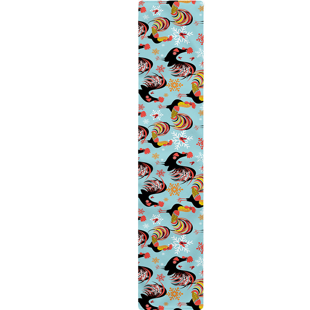 Rooster And Snowflake Pattern Print Table Runner