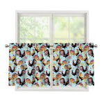 Rooster And Snowflake Pattern Print Tier Curtains