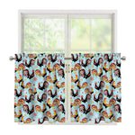 Rooster And Snowflake Pattern Print Tier Curtains