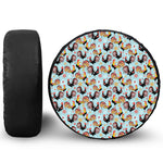 Rooster And Snowflake Pattern Print Tire Cover