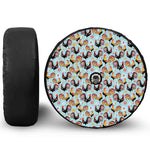 Rooster And Snowflake Pattern Print Tire Cover With Camera Hole