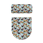 Rooster And Snowflake Pattern Print Toilet Lid And Tank Cover Set