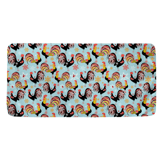 Rooster And Snowflake Pattern Print Towel