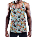 Rooster And Snowflake Pattern Print Men's Workout Tank Top