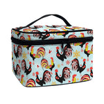 Rooster And Snowflake Pattern Print Travel Makeup Bag