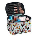 Rooster And Snowflake Pattern Print Travel Makeup Bag