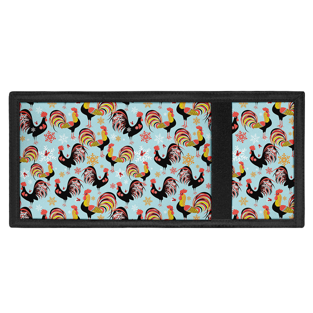 Rooster And Snowflake Pattern Print Trifold Wallet
