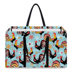 Rooster And Snowflake Pattern Print Utility Tote Bag
