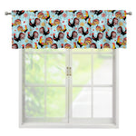 Rooster And Snowflake Pattern Print Window Valance