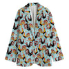 Rooster And Snowflake Pattern Print Women's Blazer