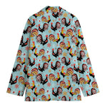 Rooster And Snowflake Pattern Print Women's Blazer