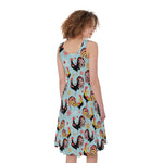 Rooster And Snowflake Pattern Print Women's Sleeveless Dress