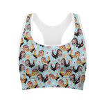 Rooster And Snowflake Pattern Print Women's Sports Bra