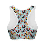 Rooster And Snowflake Pattern Print Women's Sports Bra