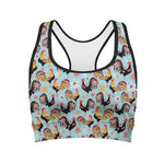 Rooster And Snowflake Pattern Print Women's Sports Bra