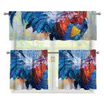 Rooster Painting Print 3 Piece Kitchen Curtains