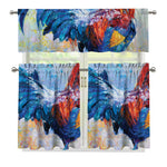 Rooster Painting Print 3 Piece Kitchen Curtains