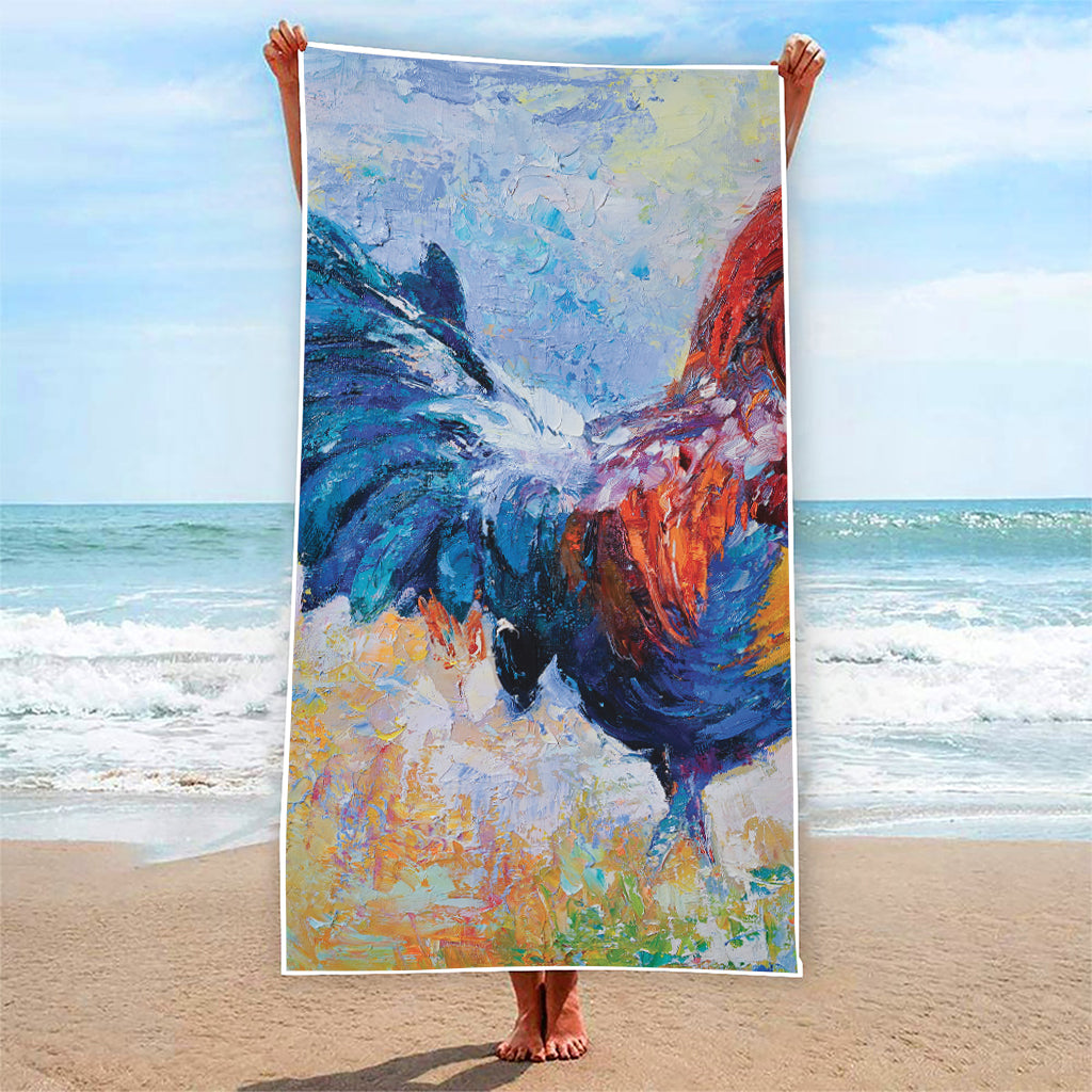 Rooster Painting Print Beach Towel