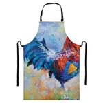 Rooster Painting Print Bib Apron With Pocket