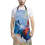 Rooster Painting Print Bib Apron With Pocket