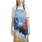 Rooster Painting Print Bib Apron With Pocket