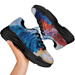 Rooster Painting Print Black Chunky Shoes