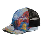 Rooster Painting Print Black Mesh Trucker Cap