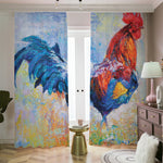 Rooster Painting Print Blackout Pencil Pleat Curtains