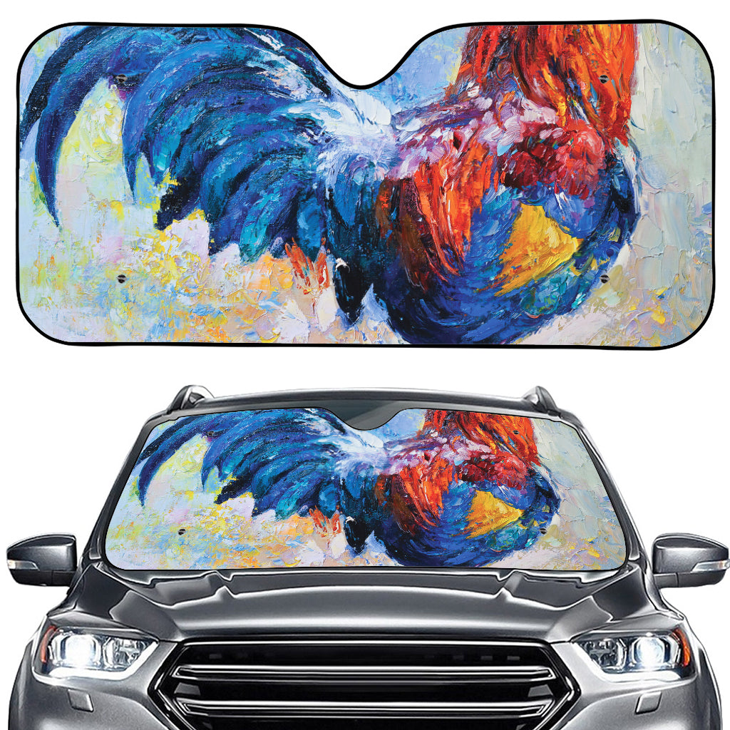 Rooster Painting Print Car Windshield Sun Shade