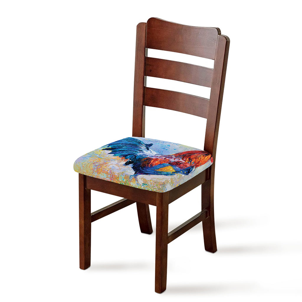 Rooster Painting Print Chair Cushion Cover
