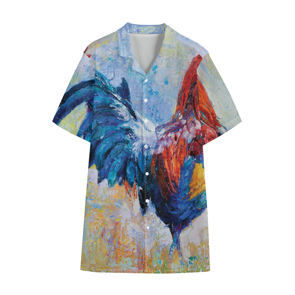 Rooster Painting Print Cotton Hawaiian Shirt