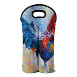 Rooster Painting Print Double Neoprene Wine Tote