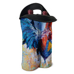 Rooster Painting Print Double Neoprene Wine Tote
