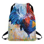 Rooster Painting Print Drawstring Backpack