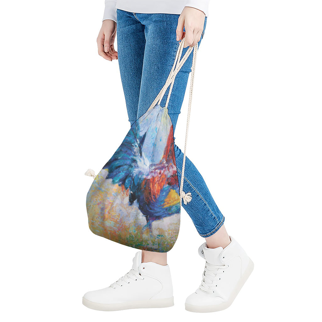 Rooster Painting Print Drawstring Bag