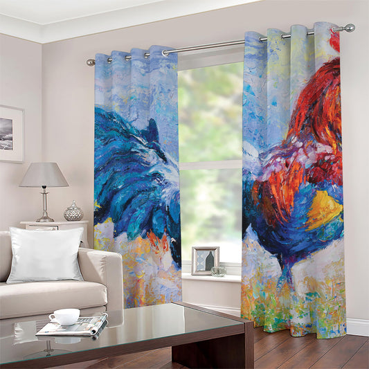 Rooster Painting Print Grommet Curtains